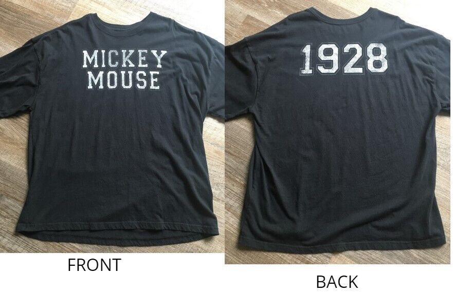 Disney Shirt Mens Size XL Fits like XXL 2X Black Short Sleeve MICKEY MOUSE 1928