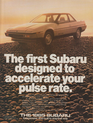1985 Subaru XT Coupe - Accelerate Pulse Rate - Fastest Car Ever - Print Ad Photo