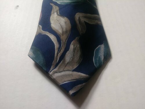 Gordon Thomas Collectibles Mens Blue Floral Neck Tie 100% Silk Made In USA