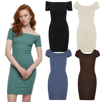 Urban Classics Ladies Off Shoulder Rib Dress Cocktail Jersey