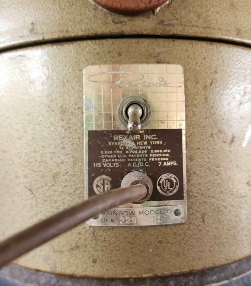 Vintage Rexair Rainbow Vacuum Model D Gold Canister Vacuum w