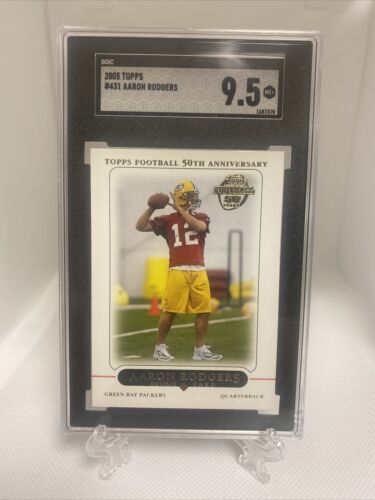 CARTE RECRUE 2005 TOPPS Aaron Rodgers RC #431 Green Bay Packers SGC 9,5 MT+ - Photo 1/4