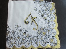 TRUE Vintage CAROL STANLEY Handkerchief  INITIAL GOLD BORDER NEW OLD STOCK 34 