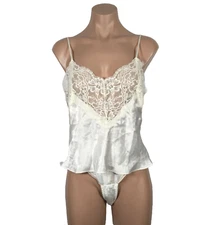 Victoria's Secret Vintage 2pc satin Lace Teddi Negligee Nightie S Gold Label Set