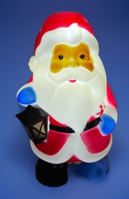 Vintage Santa Claus Blow Mold 8''  Holiday Christmas  Stake Topper  Excellent