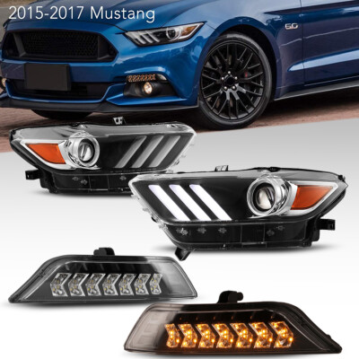 For 2015-2017 Ford Mustang Projector Headlights HID Xenon LED +Turn Signal Light