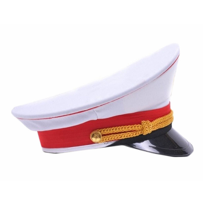 Men Army Hat Captain Performance Cap Soldier Fancy Dress Military Costume  White