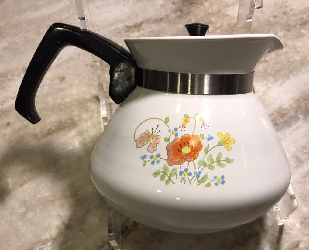 Corning Ware 6 cup Kettle Metal Lid Wildflower Pattern Vintage Kitchen Stove Top