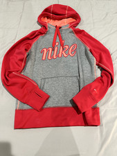 Nike Therma-Fit Hoodie Women s M Gray and Pink with Thumb Holes
