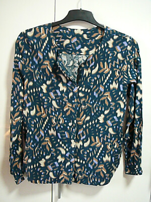 V byoung Bluse Tunika Gr 36/38 blau Tupfenmuster beige hellblau Seitenschlitze