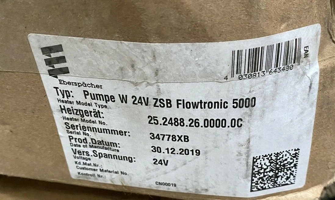 NEW Eberspacher Espar Water pump Flowtronic 5000 with bracket 24V  252488260000 | eBay