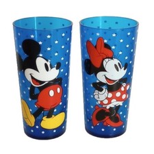 2 Disney Tumblers Mickey And Minnie Stars Plastic 18oz Drinking Cups EUC Clean