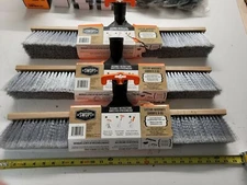 Lot Of (3) Cleveland Push Broom Heads 24" Interchangeable Snap Lock Nylon 