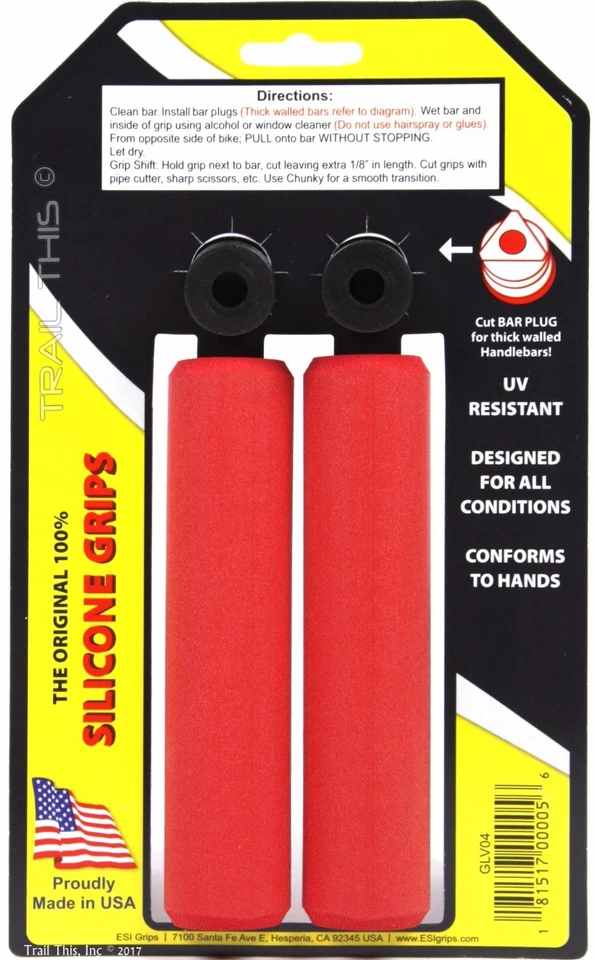 ESI Grueso - ROJO - 100% Silicona MTB Bicicleta Empuñaduras Amortiguador 32mm / 130mm Foto 2 de 3