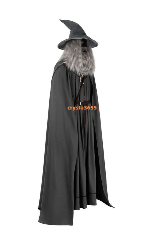 El Señor de los Anillos Gandalf Disfraz Trajes Cosplay Capa Sombrero Accesorios Lote Foto 4 de 4