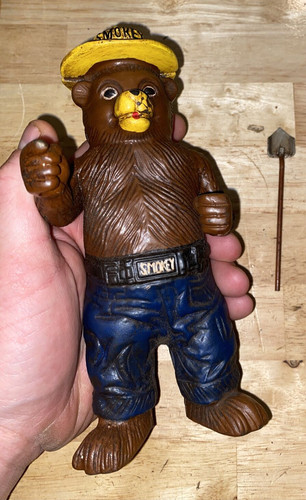 Smokey the Bear Piggy Bank Cast Iron Smoky Collector KOA Campground METAL Smoky