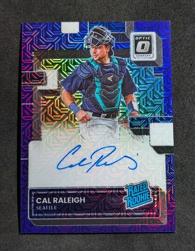 Cal Raleigh Jersey #29/49 1/1 Donruss Optic Rated Rookie Auto PURPLE ...