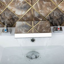 3PCS Waterfall Tub Filler Mixer Tap Hand Shower Chrome Bathroom Bathtub Faucets