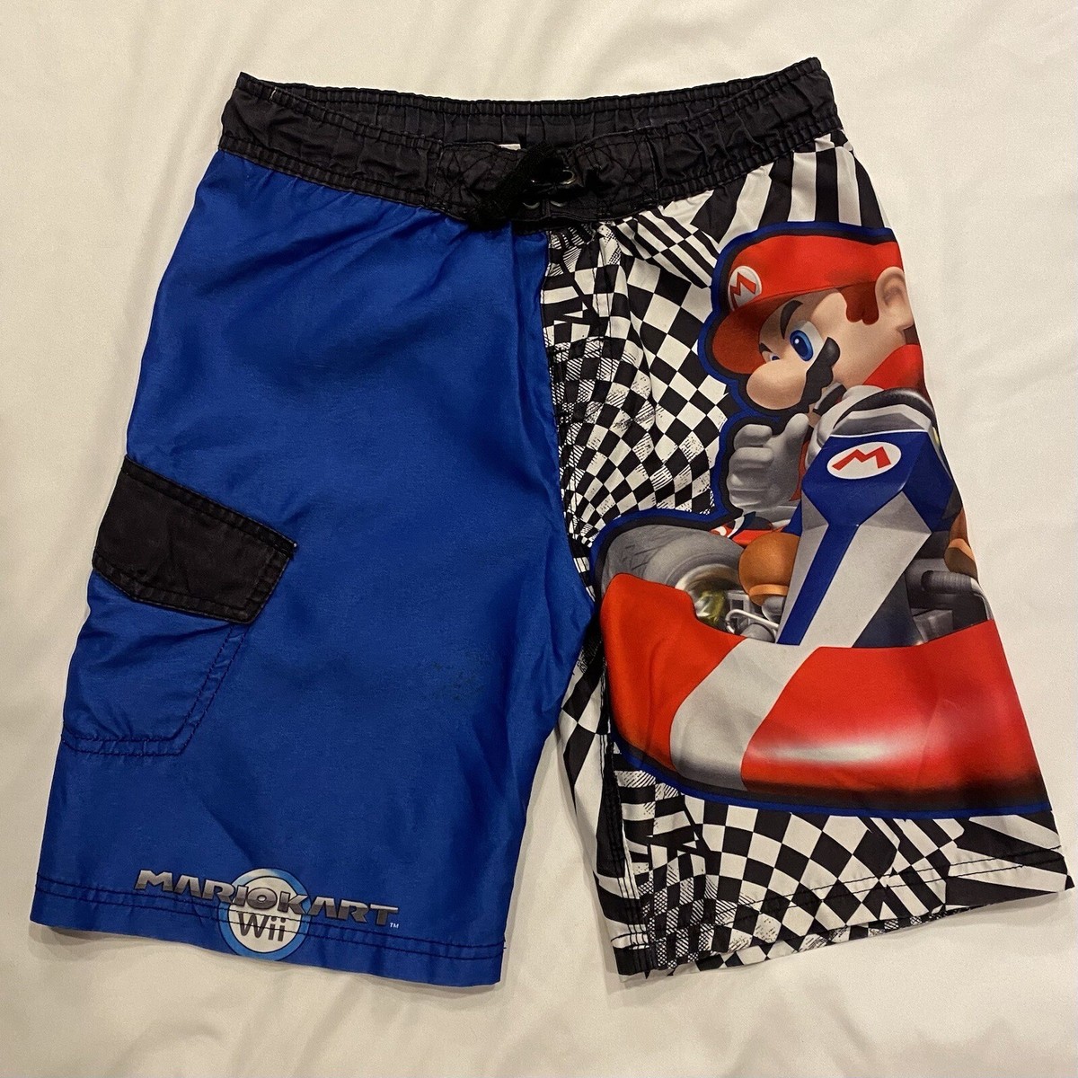 Super Mario Mariokart Wii Kids Boys Swim Shorts Trunks Sz 8