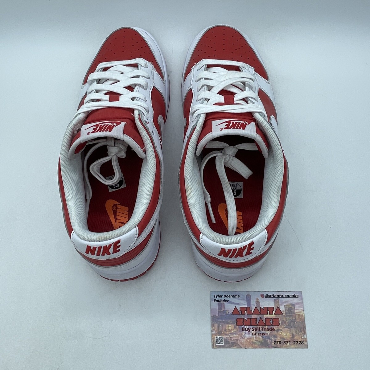 Size 9.5 - Nike Dunk Low Championship Red White Leather Size 9.5 - Nike Dunk Low Championship Red White Leather
