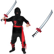 BOYS NINJA COSTUME JAPANESE FIGHTER KUNG FU SAMURAI WARRIOR KARATE FANCY DRESS
