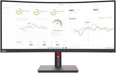 NEW Lenovo ThinkVision T34w-30 34'' Class UW-QHD Curved Screen LCD Monitor 3Y WTY