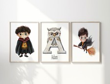 Personalised Prints, Harry Potter Bedroom print Set of 3 Pictures Nursery
