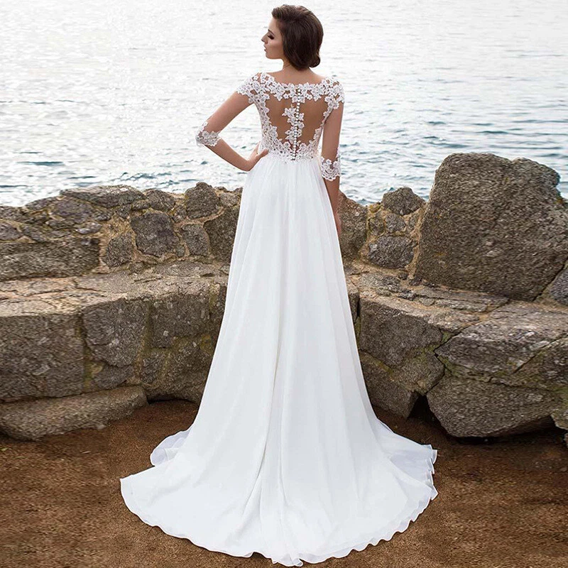 Brautkleid Hochzeitskleid Kleid Braut 3/4 Ärmel sofort lieferbar QC42 44 - Bild 2 von 4