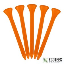 ECOTEES® 100 x Strong Orange Long Straight Plastic Golf Tees 70mm Made in U.K