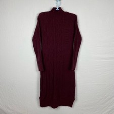 Stich Drop Sweater Dress Womens L Maroon Long Sleeve Cable Knit Mock Neck