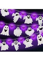 Halloween Bats String Lights, 9.8ft.18 LEDs Bats with 17 Pieces Ghost Decor
