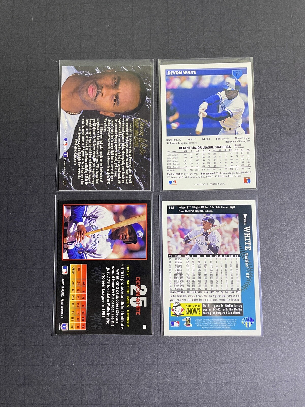 Devon White Baseball Card Lot Toronto Blue Jays / California Angels