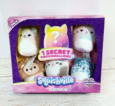 Squishmallows Squishville PURR-FECT Squad Pack of 6 Cuddly Cat Purrfect SQM0330