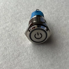 16mm Metal Push Button Switch Ring LED+Power symbol IP67 Maintained LED lamp 3A