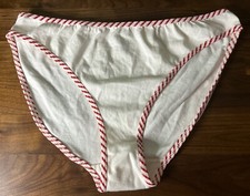 Vtg OLD NAVY Hi Cut Bikini Panties Underwear Large Cotton Candy Cane