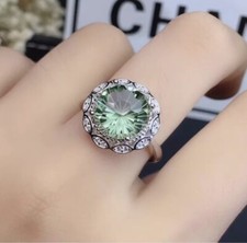 Prasiolite Fireworks Cut Ring S925