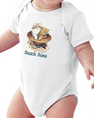 Infant Creeper Bodysuit One Piece T Shirt Cats Kittens Beach Bums Hat K 714 Ebay