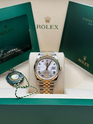 Rolex Datejust 36 NEW 2024 Silver Roman Diamond Dial Two Tone Yellow Gold Jubile