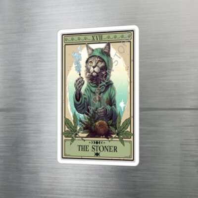 The Stoner Tarot Card Sticker 3'' x 4'' Cat