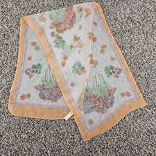 Vintage 1950s Japan Womens Semi Sheer Scarf Pastel Floral Print