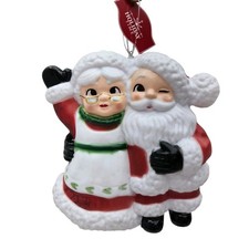 Holiday Time Santa And Mrs Claus Ornament Blow Mold Style Retro Look
