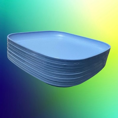 Tupperware 1534 8'' Square Luncheon Plates Set of 6 Durable Blue Kitchenware VTG