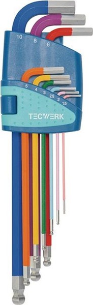 Tecwerk Winkelschraubendreher-Satz 9-Teilig Kunststoffhalter Sw 1,5 - 10 Mm-image