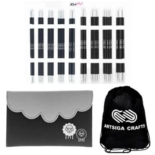 KnitPro Karbonz Deluxe Set 6 inch DPN Double Pointed Needles Size 0, 1, 1.5, ...