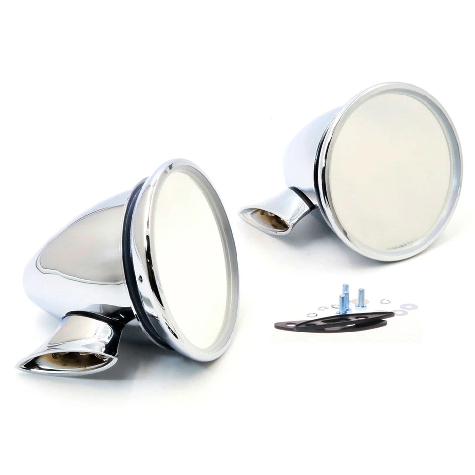 NUEVO PAR DE ESPEJOS RETROVISORES CROMADOS 2 PIEZAS IZQUIERDA DERECHA Para LANCIA AURELIA 1950-1958 Foto 4 de 4