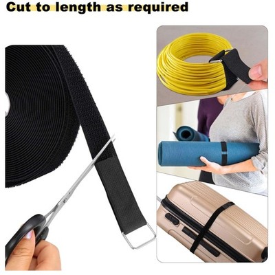 Adjustable Cable Straps with Metal Buckles, 1 inch x 64ft