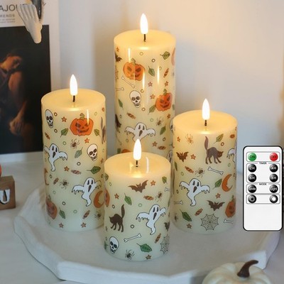 Lezonic Ivory Flameless Candles with Remote, LED Battery Operated Flickering wit