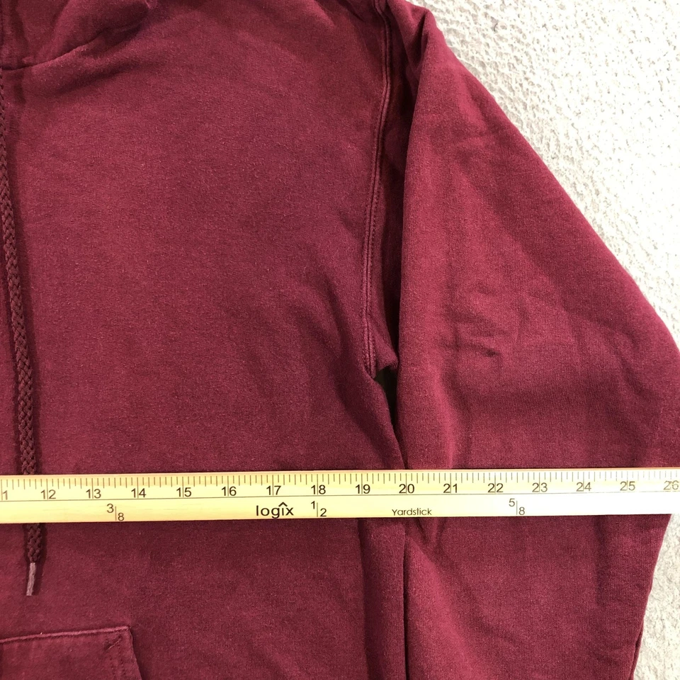 vtg Hanes Hooded Sweatshirt Mens S Burgundy Full Zip Ultimate Cotton PrintPro - Image 3 of 4
