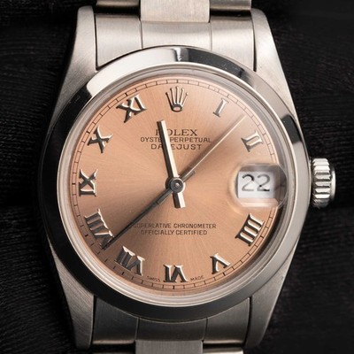Rolex Datejust Armbanduhr Glatte Lünette 31 mm Salmon Römische Ziffern 68240