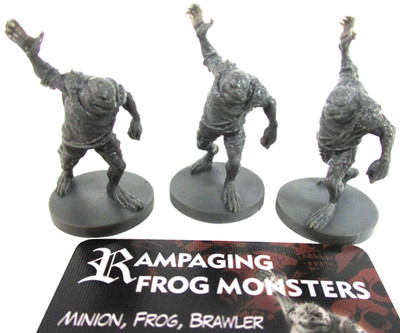 HELLBOY: The Board Game 3x RAMPAGING FROG MONSTER Minis & Card NEW!!